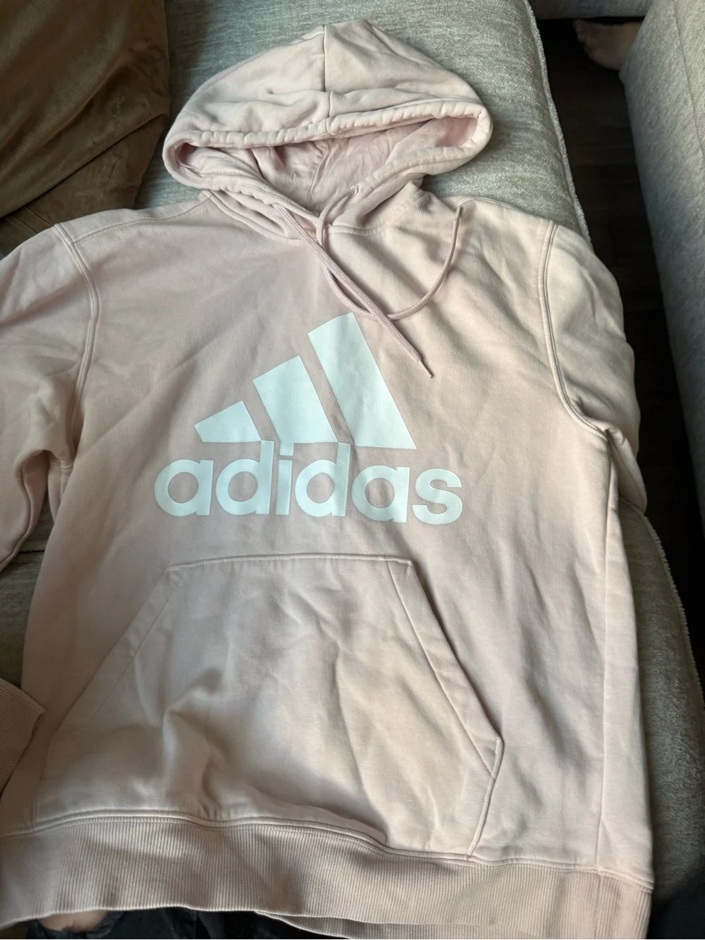 adidas Blush Pink Fleece-Lined Hoodie with Logo Tag
